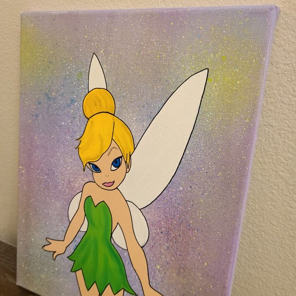 Hand painted Tinkerbell on canvas - Picture 8 of 9